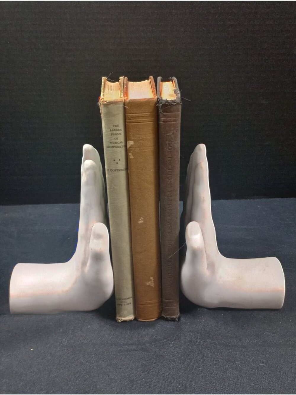 Vintage Luyesa Design Pair of Two Bookends  "High Five"  "Praying Hands" Matte W